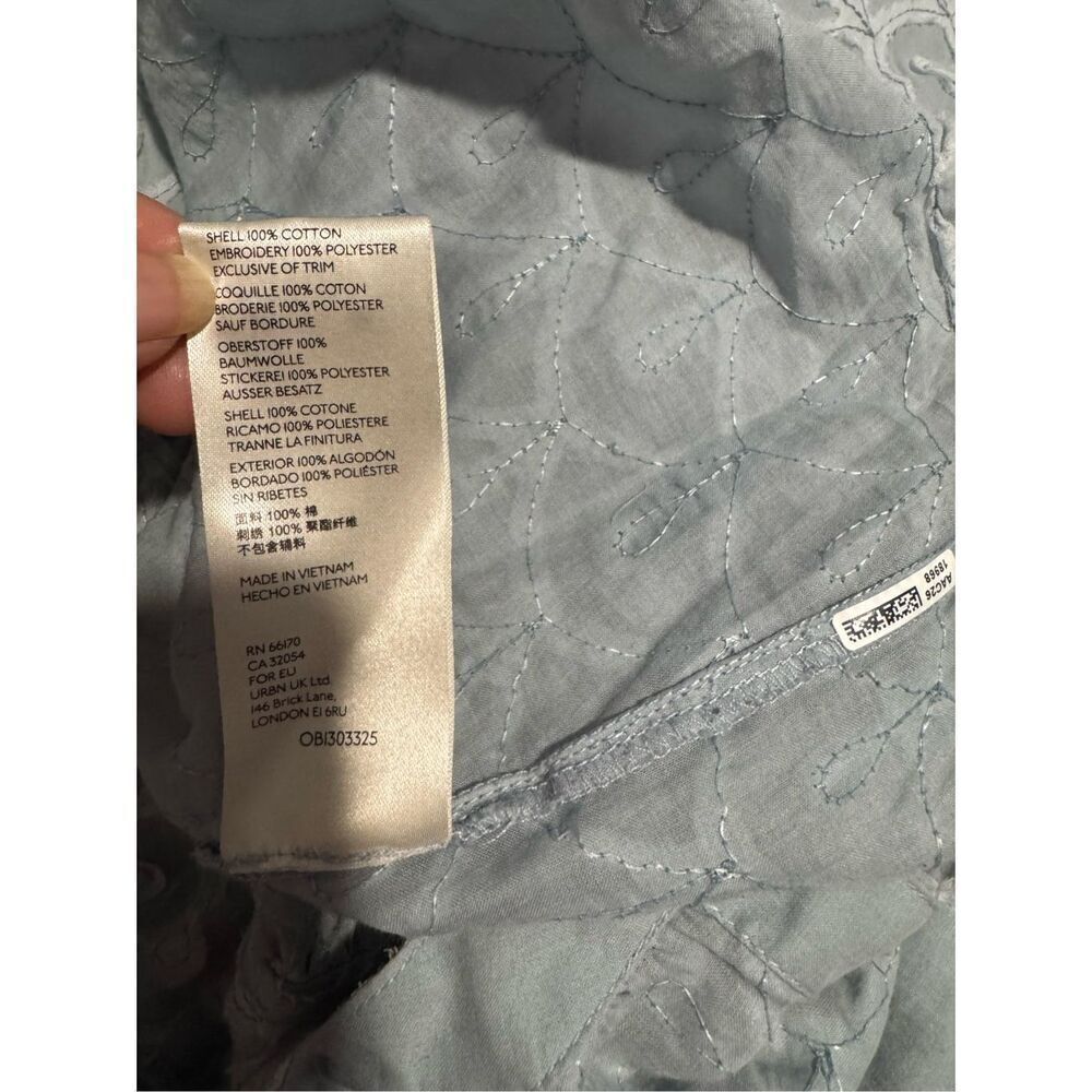 Pilcro Anthropologie light blue puff sleeve textured lace embroidered long sleev - Picture 4 of 8